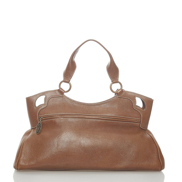 Cartier Marcello Punching Handbag Brown Leather Ladies CARTIER - Picture 3 of 12